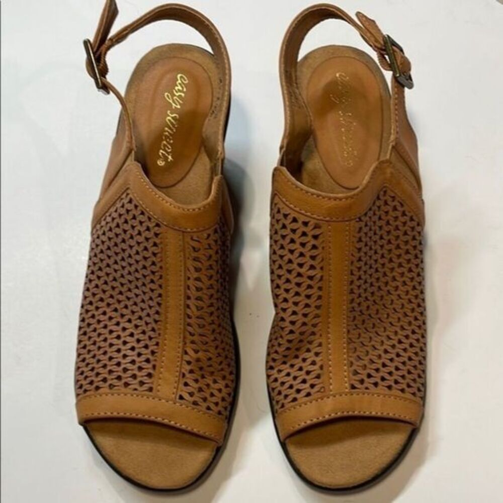 Easy Street Riza Womens Light Brown Slingback Heeled Sandals Size 9.5